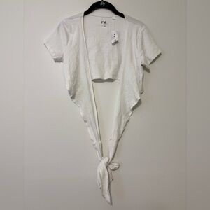 PacSun Ribbed White Tie-Front Crop Top